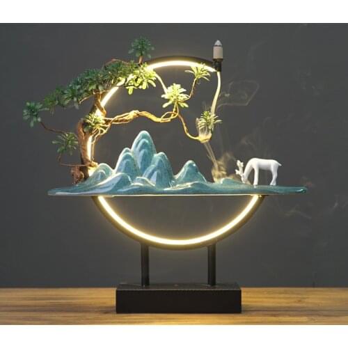Waterfall Incense Burner Led Light Ceramic Backflow Ceramic Incense Burner Holder Tower Waterfall Incense Burner Incense Holder