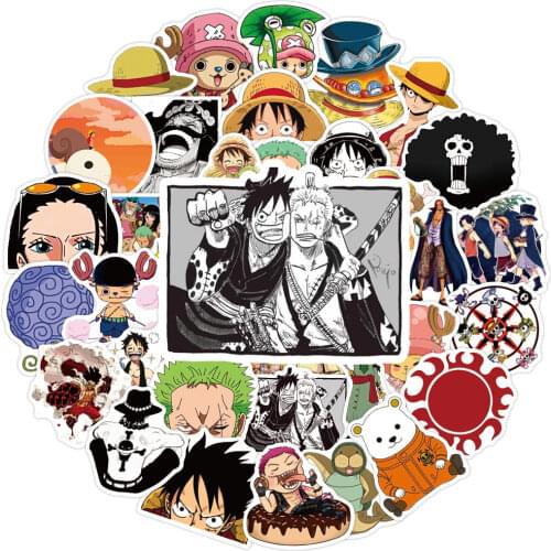 50pcs Anime ONE PIECE Stickers Suitcase Laptop Skateboard Motorcycle Luggage Phone Cartoon Anime Stickers Toy Kids Gift Decal