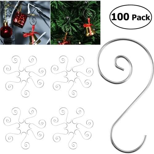 100pcs Ornament Hooks Stainless Steel S-shaped Hangers for Christmas Decoration 4.5CM Tree Multi Purpose Holders