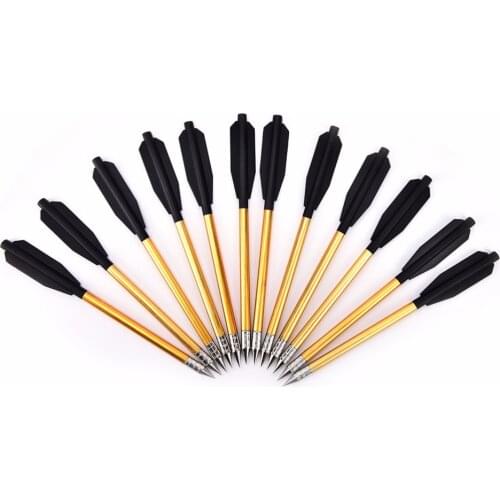 Golden Aluminum Archery Arrow Broadheads Flecha For 50 lb/80 lb Crossbow Pistol Accurate Arrows Hunting Shooting 12Pcs