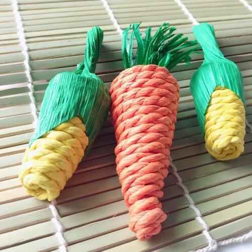 3pcs/set Hamster Rabbit Molar Toy Carrot Corn Cob Straw Molar Stick Totoro Parrot Hamster Chew Toy Kit
