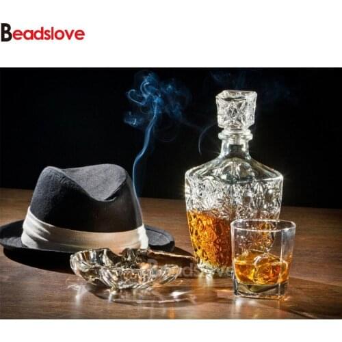 5D DIY full square diamond painting mosaic Wine Smoke Hat ART diamond rhinestone embroidery cross stitch full display home decor