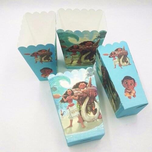 6pcs/set Funny Moana Kids Birthday Party Supplies Popcorn Box Case Gift Box Favor Accessory Birthday Moana Party Decoration