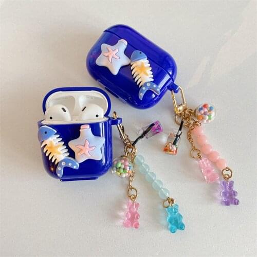 Cute 3D Ocean World Wishing Bottle Earphone Case For Apple AirPods1/2 Pro3 Earbuds Soft Silicone Cover Bluetooth Headset Box