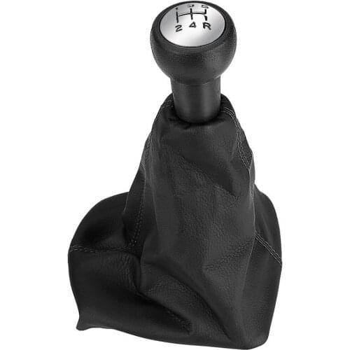 Black Chrome Leather Car 5 Speed Manual Gear Shift Stick Knob Dust-proof Cover Gaiter Boot Leather for Peugeot 207 307 406