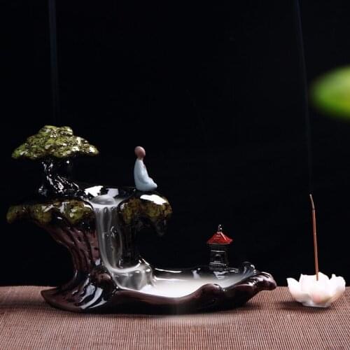 Burner Creative Home Decor Ceramicl Censer Backflow Incense Cones Burner Incense Stick Holde Linetype Sandalwood