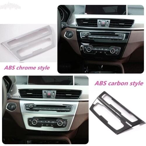 ABS Chrome or carbon style For BMW X1 F48 X2 F39 Car Center Panel Decoration Cover AC Knob Frame AUTO Button Sticker Accessories
