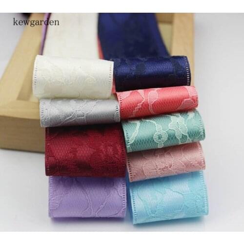Kewgarden 16mm 25mm 1" 38mm 1.5" Flower Double Lace Ribbons DIY Accessories Handmade Tape Ribbon Bows Brooch for Crafts 10 Yards