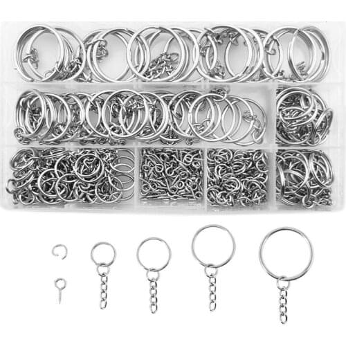 Key Chain Rings, 300Pcs Key Rings Bulk with Jump Rings and Screw Eye Pins for Keychains Blanks and Key Chain Making