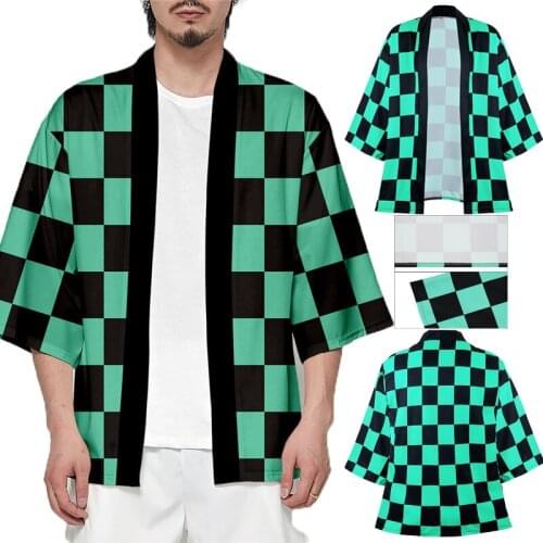 Summer Casual Cool Coats Demon Slayer Cosplay Costume Kimetsu no Yaiba Anime Printed Kimono Kisatsutai Cloak Tops Halloween