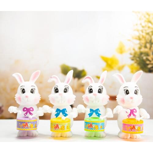 Cartton Rabbit Drumming Clockwork Wind-Up Toys for Children Funny Game Educational Baby Birthday Surprises childrens day