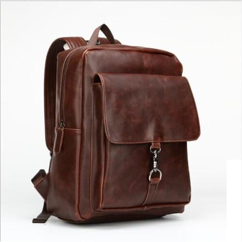 Men Boy Business Casual USB Preppy Soft Black PU Leather Male Shoulder Mens Backpack Fitness Outdoor Traveling City walking Bag