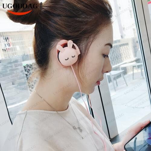 3.5mm Soft Cartoon Rabbit Ear Hook Wired Earphone Sports Running Stereo Headphone Noise Reduction Children Girl Cute Headset Hot