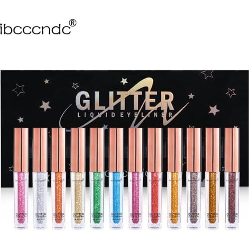 Colorful Liquid Eyeliner Set 12 Bottles Gel Eyeliner Liquid Eyeliner Waterproof Smudgeproof Long Lasting Makeup Eyeliner Pen