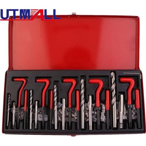 131pcs Engine Block Restoring Damaged Thread Repair Tool Kit M5/M6/M8/M10/M12 Professional Car repair tools Coarse Crowbar