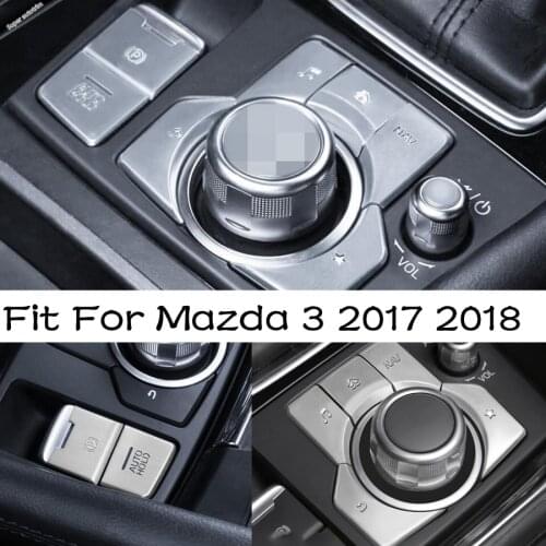 Lapetus Interior Gearbox Electrical Park Brake / Multimedia Button Cover Trim Metal Accessories Fit For Mazda 3 2017 2018