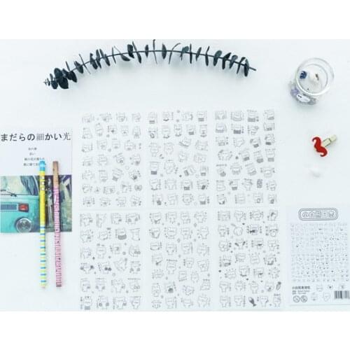 6pcs/lot black white bear PVC Sticker for DIY Scrapbooking Diary Phone Sticker Products Design Paster Kawaii Stationary