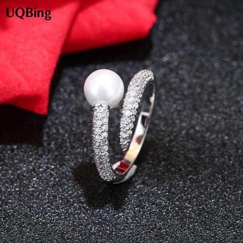 Wholesale European Jewelry 925 Sterling Silver Rings Open Pearl Ring 100% 925 Sterling Silver Ring Women Jewelry 2016