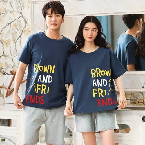 Women Pajamas Sets Summer Round neck Pure Cotton New Men Women Home Wear Short Cleeve shorts Fitness High Quality Couple Pajamas