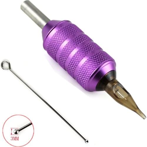 Professional Purple Aluminium Alloy Cartridge Tattoo Grip 25MM For Needle Cartridges Supply (Not included cartridges)
