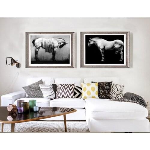 Modern decorative art poster cartoon picture abstract canvas painting black and white giant prints home decor elegant horses