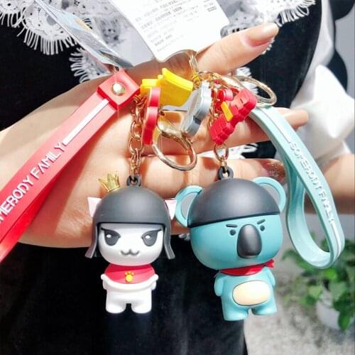 Creative Simple Cartoon Anime Key Chain Kaola Keychain Car Bag Pendant Lovers Accessories Silicone Wristlet Keychain Gifts