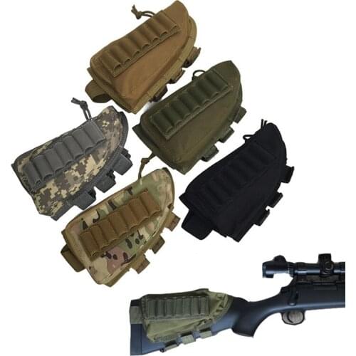 Military Buttstock Rifle Cheek Stock Rest Cartridge Pouch Nylon Riser Pad Paintball Shooting Hunting Bullet Shell Carrier Holder
