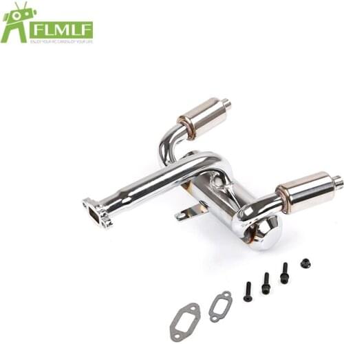 Aluminum Rc Twin Exhaust Pipe with Silencer Kit Fit for 1/5 HPI ROFUN ROVAN KM BAJA 5B 5T 5SC RC CAR Toys PARTS