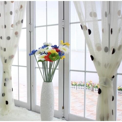 Big dot embroidered gauze polka dot white brief balcony curtain window screening customize