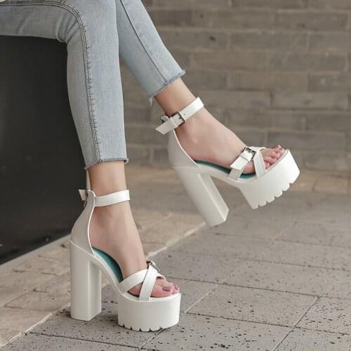 2021 New Summer Chunky Heel 14cm High Heel Platform Shoes Dance T Platform Nightclub Super High Heel Platform Womens Sandals