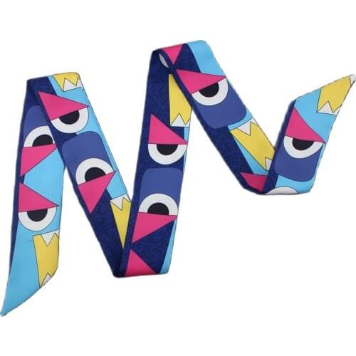 Summer new design ladies scarf 120cm little monster eyes luxury brand satin turban tied bag small ribbon wrist towel belt ME26