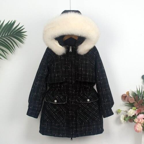 MENINA BONITA 2021 New Winter Jacket Women Real Natural Fox Fur Collar Hooded 90%White Duck Down Plaid Coat Warm Loose Outerwear