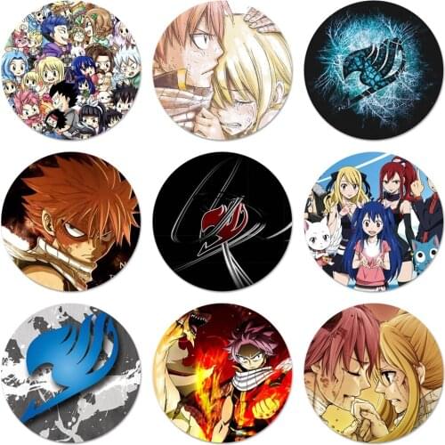 58mm Anime Manga Fairy Tail logo Icons Pins Badge Decoration Brooches Metal Badges For Clothes Backpack Decoration