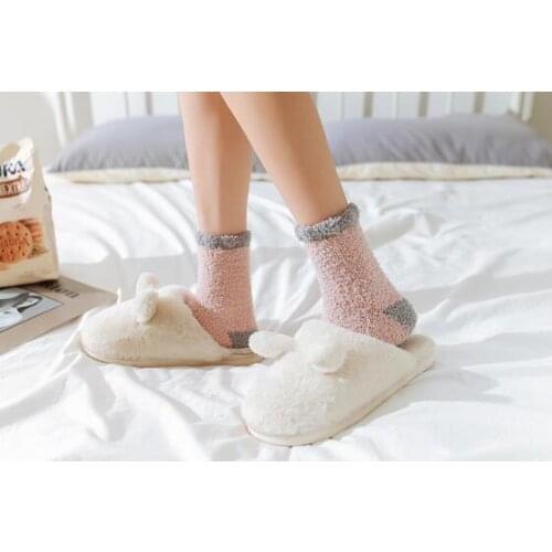 100pairs/lot fedex fast woman casual coral fleece socks female thick warm coral crew socks