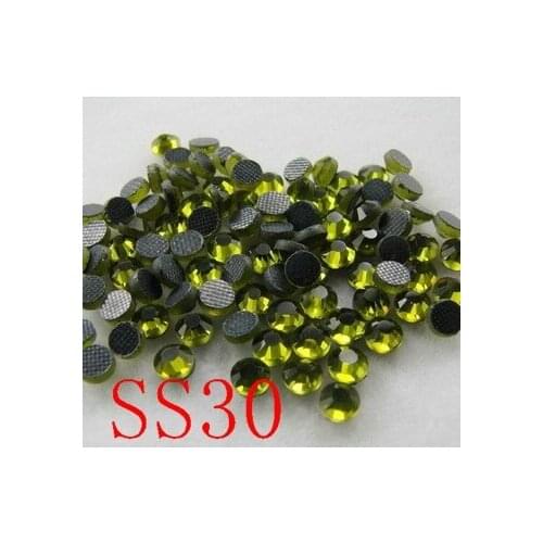 288pcs/lot ss30 olivine DMC Hot Fix FlatBack Rhinestones strass heat transfer rhinestone garment dress stones