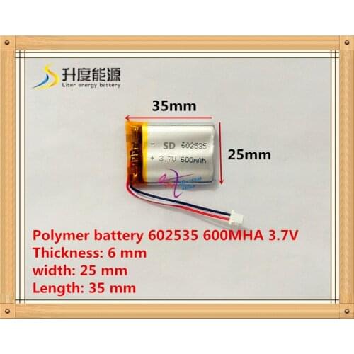 602535 062535 600mah 3.7V Polymer battery MP3 MP4 GPS battery The connector rechargeable batteries