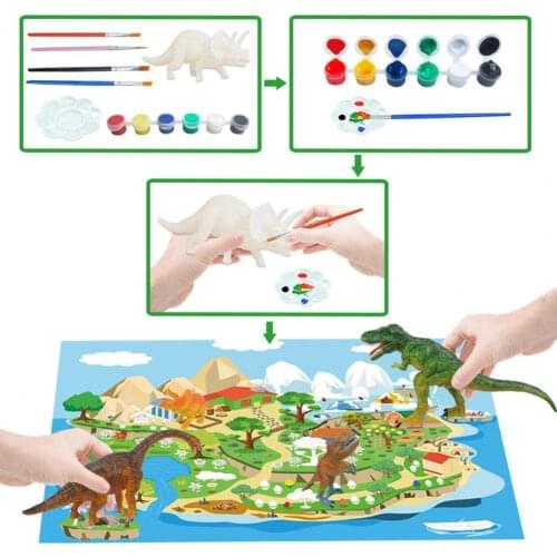 80% Hot 47Pcs/Set Painting Figures Clear Texture Color Recognition Non-irritating Hand Painted Dinosaur Model Kit for Children