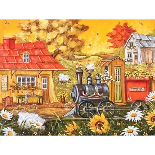 Full Square/Round Drill 5D DIY Diamond Painting "Scenic train" 3D Diamond Embroidery Cross Stitch Mosaic Home Decor Gift TY536