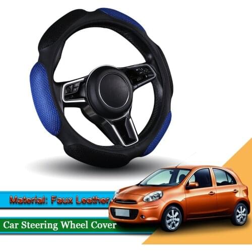Car Styling Leather Car Steering Wheel Cover Car Steering-wheel Hubs Interior Automobile Accessories For Nissan Micra 2009-2020