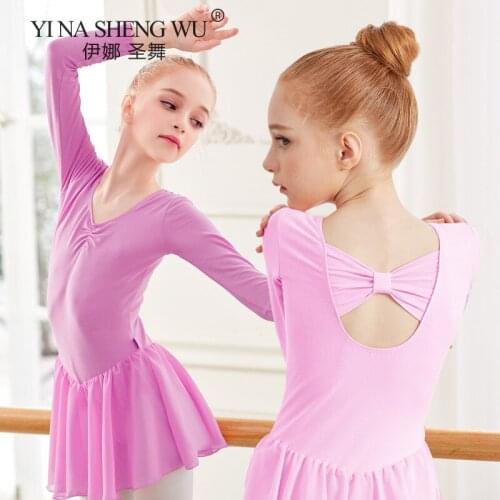 Ballet Dress Long Sleeve Gymnastics Leotards for Girls Kids Short Sleeve Ballet Dancewear Skirts Kids Bowknot Dance Leotards