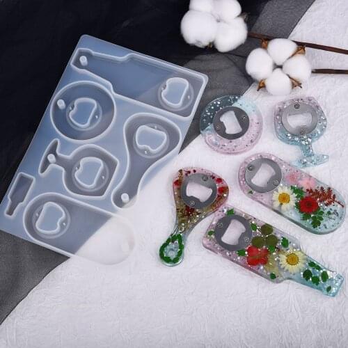 DIY Crystal Epoxy Resin Silicone Mold Handmade Epoxy Resin Beer Spanner Bottle Opener Casting Mold Jewelry Making