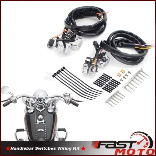 For Harley Sportster XL 883 1200 Dyna Fat Bob FXD Touring Road King FLHR Custom Handlebar Switches Button Wiring Harness Switch