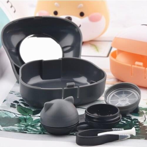 Travel Lenses Box Container Spectacle Cases Cute Cartoon Contact Lens Case Holder Hard Contact Lens Case Set With Mirror