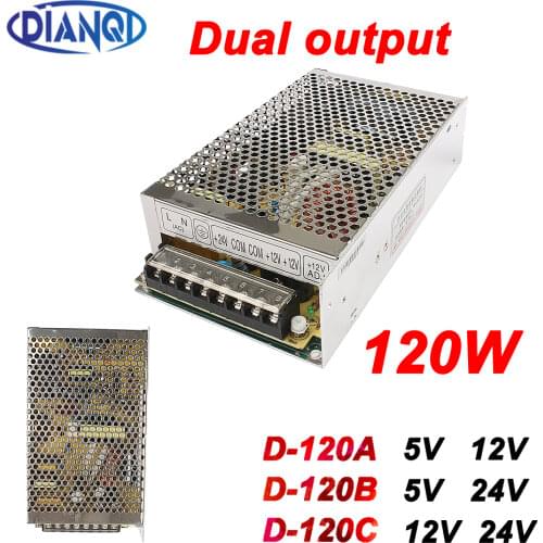 Dual output power supply 120W 12V 5A 24V 2.5A power suply D-120C ac dc converter good quality