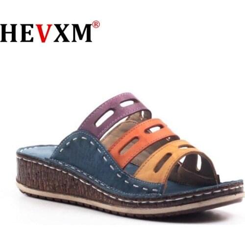 HEVXM 2020 Summer women slippers plus size shoes Wedge fashion comfortable slipper NEW heel shoes woman slippers female
