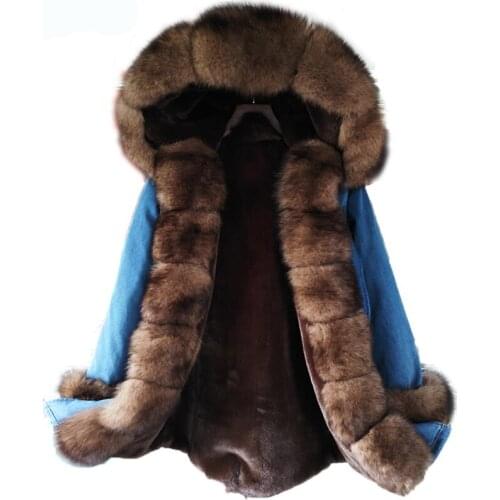 Hot Parka women 2020 Fashion Genuine Fur winter Parka 100% Real fur parka Long Coat Female Trend Fox Fur Collar