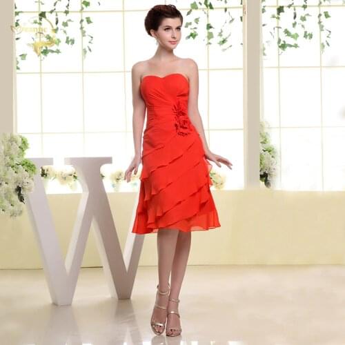 Red Plus Size Dress Modest Cocktail Dresses 2020 Party Prom Formal Women Short Gown Knee Length Graduation Homecoming Dresses