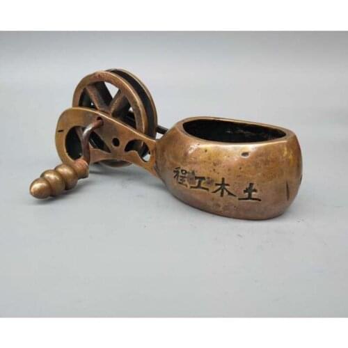 Copper Chinese antique pure brass carpenter tool crafts statue Office and home decoration