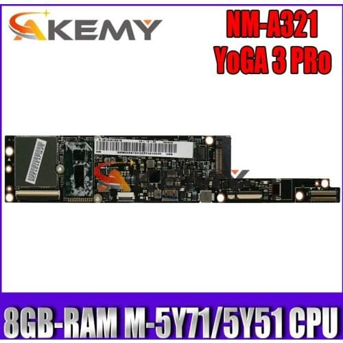 NM-A321 Laptop motherboard For Lenovo YOGA 3-Pro 1370 original mainboard 8GB-RAM M-5Y71/5Y51 CPU