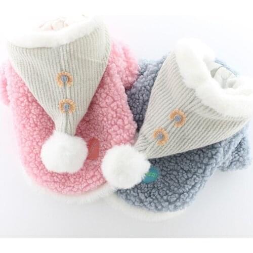 New Warm Comfortable Winter Pet Puppy Cat Winter Clothing Cute Hooded Dog Clothes Soft Sweet Dog Costume for Small Teddy Yorkie